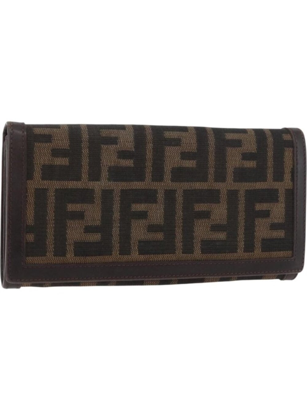 FENDI Zucca Canvas Long Wallet Black Brown